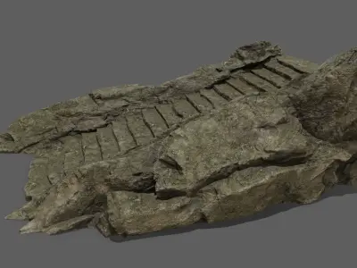 Stairs on rock Low-poly 3D model