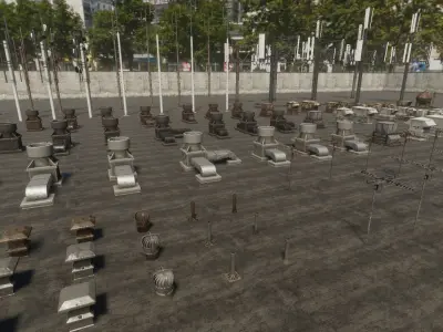 HQ Rooftop Props Collection - PBR Low-poly 3D model