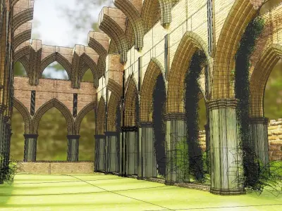 medieval palace garden 3D model