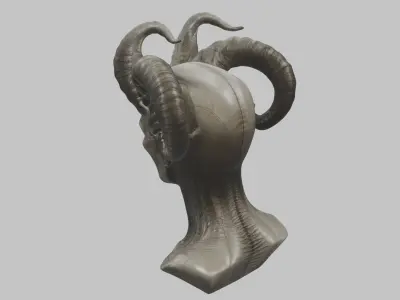 Stylized Horned Demon Head 3D Model Low-poly 3D model
