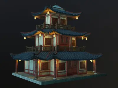  Asian Japanese and Chinese Realistic Building 3D model