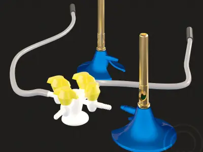 Lab Bunsen Burner Tripod Beaker Chemistry set 3D model