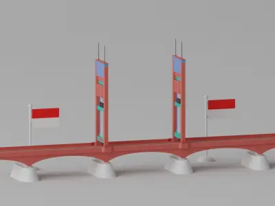Ampera Bridge Palembang Indonesia 3D model