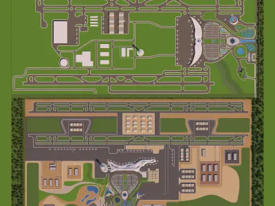 10 Full Scenes Projects - Architecture Airports - Big Bundle 3D Model Pack