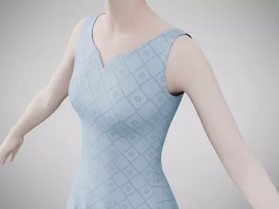 Dress 36 Light Blue Low-poly 3D model