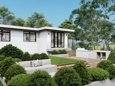 3D Exterior Scene 3D model design garden and landscape 3D model 3D model