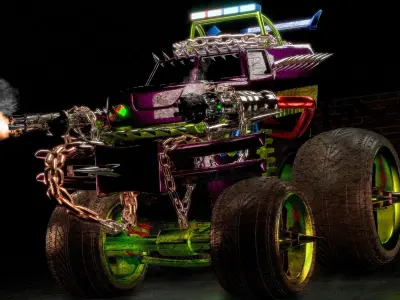 TWISTED METAL VEHICLES BIG PACK OF 4 3D model