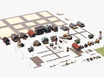 village Asset Low-poly 3D model