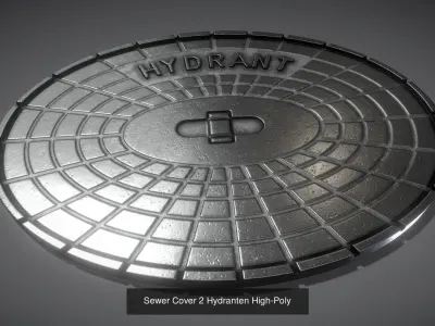 Sewer Cover 2 Low and High-Poly 3D Model Pack