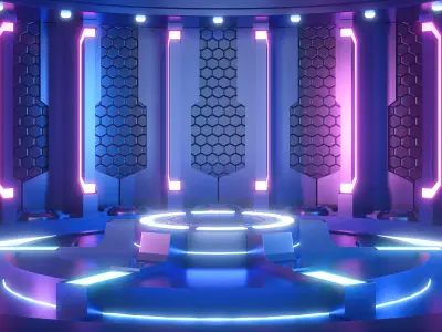 Technology booth with light effect 3D model