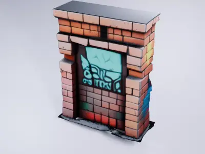 Low Poly Brick Wall - Stylized Urban 3D Model 3D model