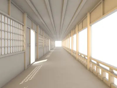 Japanese Corridor - Hallway Low-poly 3D model