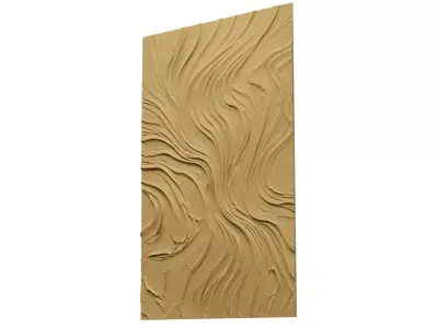 Modern Abstract Waves Wall Decor Set STL Mural CNC 393 3D model