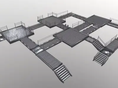 Stair Set of metal racks Low-poly 3D model