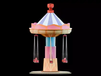 Amusement Park - Swing Ride  Low-poly 3D model