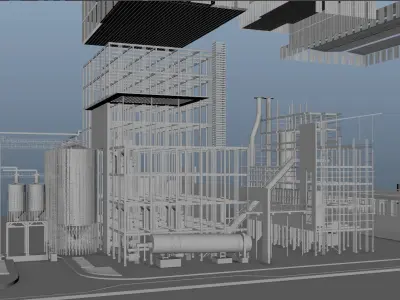 Factory with silos and tanks 3D model