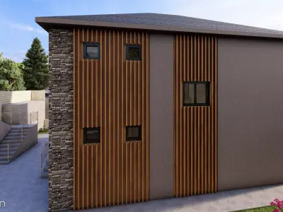 Modern Two-Story Villa with Interior 3D model