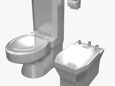 Toilet And Bidet 3D model
