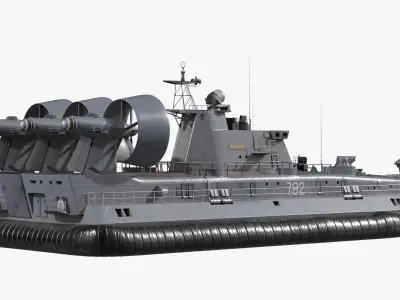  Russian Zubr-Class Landing Craft with Propulsion Ducts Gray Simplified 