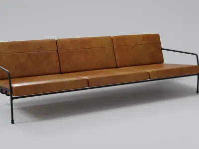 Designer 3 seat couch with light leather cushions 3D Model 3D model