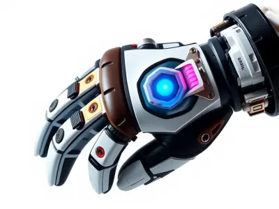 Futuristic Robotic Hand Model Pack with LED Elements Low-poly 3D model