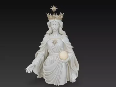 Celestial Starborne Queen - Marble Divine Oracle Statue 3D Model 3D print model