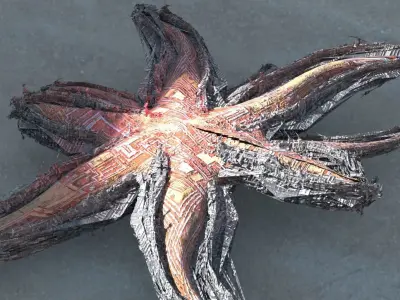 Hydra Dark Stone Sci fi monoliths Starfish path  3D model