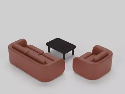 Curve Sofa Set  1 64 Scale Diorama Furniture  3D print model