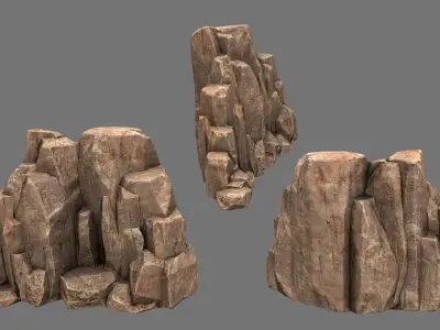 Rock Set rocks for short game Low-poly 3D model