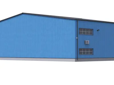 Industrial Building Blue Low-poly 3D model