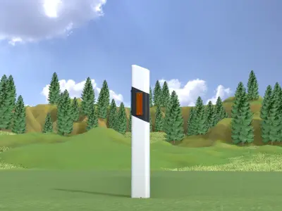 Delineator with wildlife warning reflector yellow R Low-poly 3D model