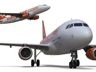  EasyJet Airbus A319 Commercial Jet Rigged for Maya 