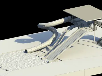 Low Poly Water Slides Low-poly 3D model