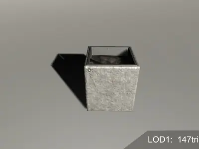 Concrete trashcan Free low-poly 3D model
