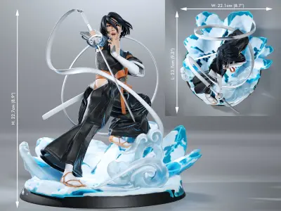 Bleach Rukia Figurine Statue Hollowed Presupported 3D Printable 3D print model