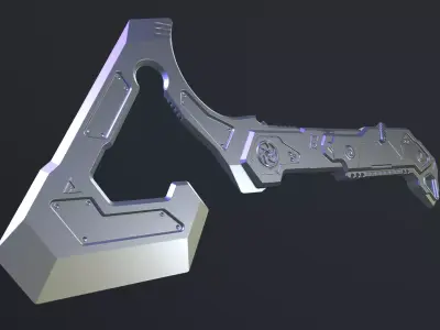 Cyberpunk Techwear Cosplay Axe Tomahawk 3D Model Stl 3D print model