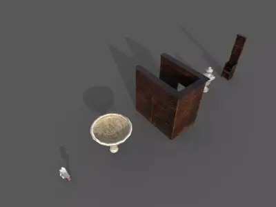 Church props Low-poly 3D model