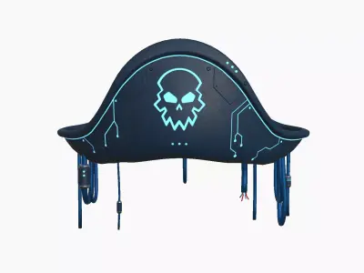 Cyberpunk Pirate Hat A06 - Character Design Low-poly 3D model