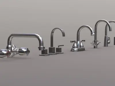 Faucet Collection Set chrome with two handles 3D model