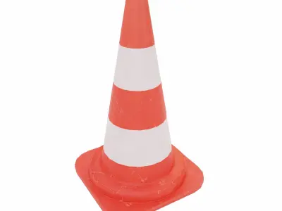 Traffic safety cone   Low-poly 3D model
