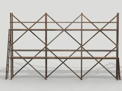 Scaffolding 01 from wood Low-poly 3D model