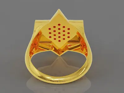 Pave set round shape diamond star signet ring for men 3D print model
