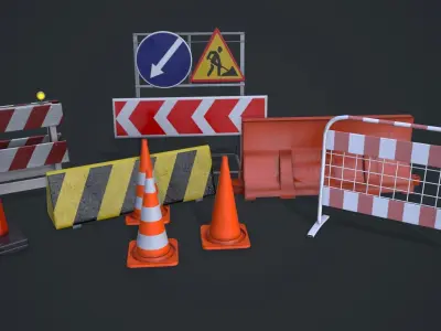 Traffic barriers Low-poly 3D model