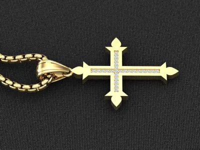 High Cross Pendant Light Gold 18K 3CP086 3D model