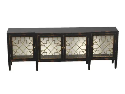 Sanctuary 4-Door Mirrored Console  Ebony 3D model