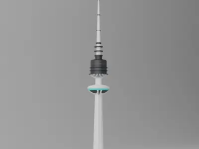 Cartoon Kuwait Liberation Tower Landmark 3D model