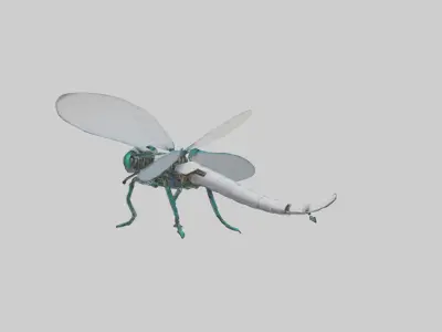 Robot version of a dragonfly model Low-poly 3D model