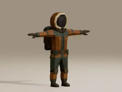 UNRIGGED VERSION ASTRONAUT 001  Low-poly 3D model