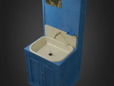 Retro washbasin Low-poly 3D model