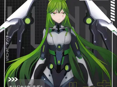 Luna - 3D model character for VRChat  Low-poly 3D model